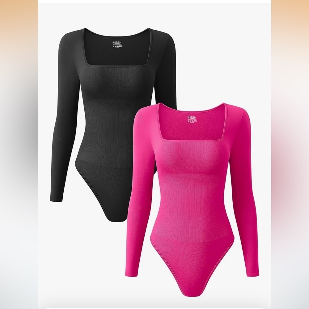 OQQ Women's 2 Piece Bodysuits Sexy Ribbed One Piece Square Neck 045